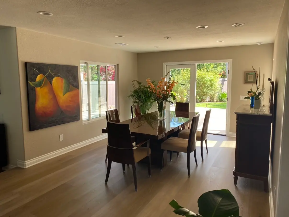 Finished dining room addition with french doors opening to the patio in Encinitas